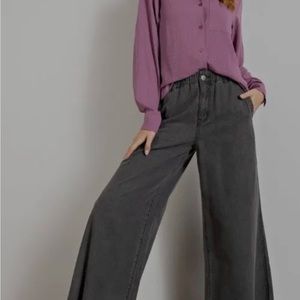 EASEL Brand Anthropologie Wide Leg Black Denim Pants Black S Small